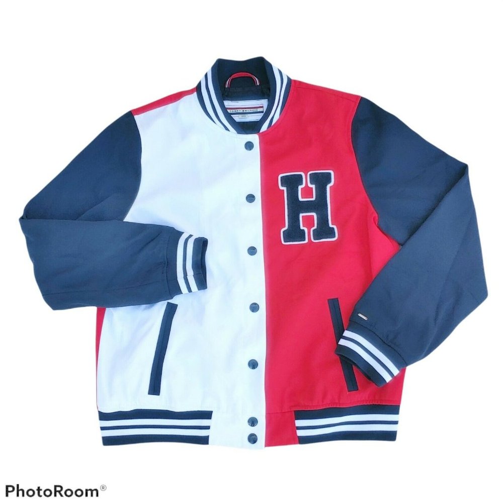 TOMMY HILFIGER  baseball style letterman jacket Lg